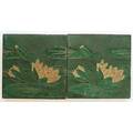 Grueby twotile frieze with lily pads stamped grueby boston 6 sq
