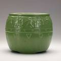 Roseville matte green jardiniere with classical frieze unmarked 8 12 x 10