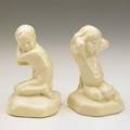 Frank wilcox cowen pair of early bookends depicting a boy and girl in special ivory glaze ca 1913 impressed marks 6 38