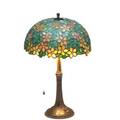 Style of handel table lamp with leaded glass shade 20th c unmarked 15 12 x 10