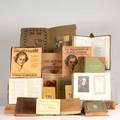 Roycroft souvenier boxed lot includes utilitarian ware elbert hubbard print and ephemera all marked tallest 5