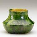 George ohr squat vessel with mottled green glaze stamped ge ohr biloxi 2 34 x 4
