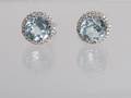 Topaz  Sterling Halo Style Stud Earrings