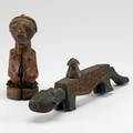 African two items 20th c carved wood figure republic of congo songye tribe anthropomorphic figure nigeria larger 1 x 3 12