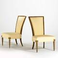 French style pair of upholstered boudoir chairs 20th c painted frames each 39 x 24 12 x 29