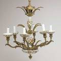 Porcelain and bronze chandelier floral design porcelain with foliate arms spanish 20th c 24 x 21