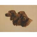 Leon danchin french 18871939 lithograph in colors two setters framed signed 16 x 19