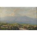 Ecuadorian landscape 20th c oil on canvas of panoramic scene with volcano c 1925 framed illegibly signed 20 x 30 provenance by inheritance from gonzalo segundo crdova y rivera july 15