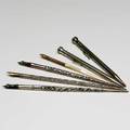 Writing implements six pieces 19th20th c unger brothers sterling fountain pen two sterling fountain pens motherofpearl fountain pen with 14k nib and two mechanical pencils longest 10