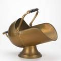Coal scuttle brass with wooden handles 19th20th c unmarked 18 x 20 x 12