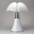 Gae aulenti martinelli luce pipistrello table lamp with chrome and enamel base white plastic shade marked as shown 29 x 21 dia