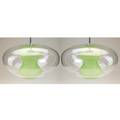 Karim rashid george kovacs pair of soft collection pendant fixtures in chromed steel clear glass and apple green frosted glass tagged kovacs usa 24 x 17 dia