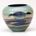 John lewis moon bowl art glass vase signed 5 x 5 12