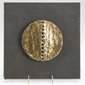 Bronze abstract sculpture disk shape mounted on mdf unmarked 11 34 x 11 34