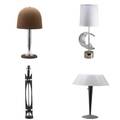 Joe columbo etc four table lamps felt covered metal chromed steel acrylic plastic and enameled wrought iron joe columbo with shade 24 34 x 8 dia