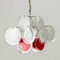 Vistosi chandelier italy ca 1960s murano glass disks and chromed steel plated frame 32 x 13 12 dia