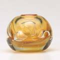 Dominick labino spherical translucent gold glass vase signed and dated 1979 3 12 x 4 12