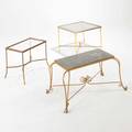 French three occasional tables 1950s70s gilt iron bronze brass steel glass and marble unmarked largest 18 x 26 sq