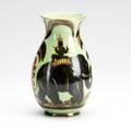 Rene buthad art deco indochinese decorated vase french 1930s signed j doris 9 34 x 6 12 dia