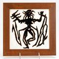 Jean lurcat terracotta tile decorated with an abstract figure in new birch frame  signed j lurcat 8 sq