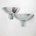 Modern pair of sconces uk 1990s chromed steel and glass made in uk labels each 8 x 16 14 x 8 14