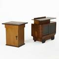 Dutch art deco two pieces display cabinet in mahogany macassar ebony and glass lifttop sewing cabinet marquetry oak veneer and macassar ebony both ca 1920 display cabinet 31 x 35 x 16