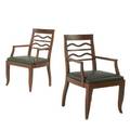 Art deco pair of armchairs likely european 1940s mahogany and leather unmarked each 37 x 23 x 25