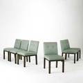 John widdicomb set of six dining chairs usa 1960s wool and mahogany unmarked 33 x 19 x 25