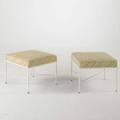 Paul mccobb pair of benches usa 1950s wool and enameled aluminum unmarked 16 x 20 sq