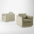 Roger sprunger dunbar pair of club chairs usa 1980s wool and chrome plated steel unmarked each 29 x 31 x 33