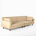 Edward wormley dunbar sectional sofa 1950s upholstery mahogany and leather fabric label each 29 x 54 x 33
