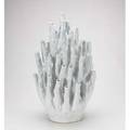Studio glazed white stoneware stalagmite shaped vase unmarked 23 12 x 14 dia