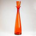 Blenko glass monumental tangerine glass floor decanter unmarked 35 12 x 8 dia
