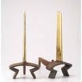 Donald deskey bennett two pairs of brass and iron andirons taller 18 12