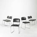 Art deco set of six dining chairs usa 1930s leatherette and chromed tubular steel unmarked 30 x 17 12 x 20