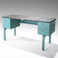 Nico medical products enameled steel folding military desk and original wood crate metal tag collapsed 31 x 16 12 x 22 open 29 12 x 59 x 22