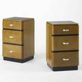 Art deco pair of nightstands likely american 1940s satinwood zincplated steel and enameled wood unmarked tallest 49 x 37 x 20