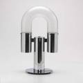 Modern three table lamps chromed steel glass and plastic unmarked largest 16 x 8 dia