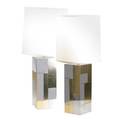 Paul evans pair cityscape table lamps polished chrome and brushed brass unmarked each 34 12 x 7 sq