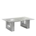 Style of paul evans coffee table 1970s chromed steel and glass unmarked 16 x 46 x 28