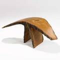 Howard werner walnut sculptural stool shaped from a single piece of wood 1997 signed and dated 21 x 53 x 20