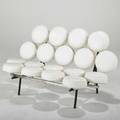 After george nelson marshmallow sofa 1990s leather brushed and enameled steel unmarked 32 x 52 x 30