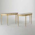 French style marble console tables carrera marble tops with gilt decoration 20th c 34 12 x 58 12 x 20