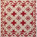 New jersey applique quilt turkey red on white with sawtooth design at border mid 19th c 88 x 92