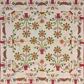 Pennsylvania applique quilt tulip design in reds greens and yellow mid 19th c 80 x 78