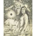Greg hildebrandt american b 1939 pencil on paper mystic warrior framed signed and titled 21 x 16