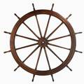 Ships wheel mixed hardwoods including mahogany with banded inlay 20th c 84 dia