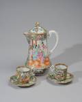 Chinese Porcelain Coffee Pot Cups and Saucers