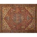 Heriz persian rug central medallion on rust ground with geometric design 20th c 152 x 118