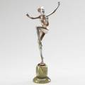 Cold painted bronze depicting a dancing nude on onyx base 20th c stamped adolph 11 12 without base